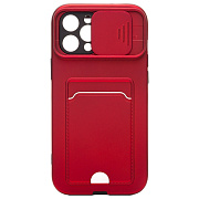 Чехол-накладка - PC066 с картхолдером (360) для "Apple iPhone 12 Pro Max" (red/black) (206987)