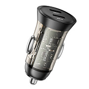 Адаптер Автомобильный Borofone BZ26B Discovery PD45W (transparent blue)