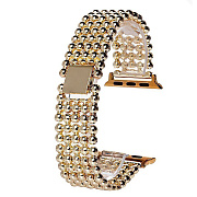 Ремешок - ApW Apple Watch 38/40/41 mm металл раскладывающаяся застежка (gold)