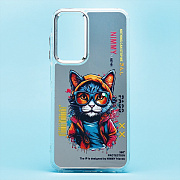 Чехол-накладка - PC092 для "Samsung Galaxy A25" (кот) (transparent)