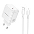 Адаптер Сетевой с кабелем Borofone BN33 Fuente Type-C 40W (Type-C/Type-C) (white)