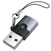 Переходник Type-C (м) - USB (п) Hoco UA46B (metal gray)