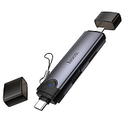Кард-ридер Hoco HB56B Victory Type-C/iP 3-in-1 (metal grey)