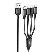 Кабель USB - Multi connector Hoco X76 4in1  100см 2A  (black)