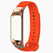 Ремешок - WB04 carbon Xiaomi Mi Band 4 силикон на кнопке (регулируемый) (red)