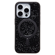Чехол-накладка - SM029 POSH SHINE SafeMag для "Apple iPhone 15 Pro" россыпь кристаллов (black titanium)