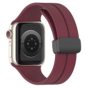 Ремешок - ApW29 Apple Watch 42/44/45/49 mm силикон на магните (bordo)