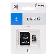 Карта флэш-памяти MicroSD  8 Гб Smart Buy +SD адаптер (class 10)