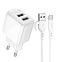 Адаптер Сетевой с кабелем Borofone BAS41A Potential 2USB 2A/10W (USB/Type-C) (white)