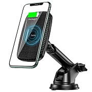 Держатель автомобильный Hoco магнитный+беспроводная зарядка CA75 (повр. уп.) лобовое стекло, приборная панель (black)