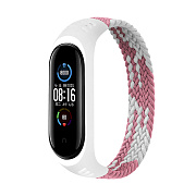 Ремешок - монобраслет Xiaomi Mi Band 3/Mi Band 4 150мм текстиль (white/pink)