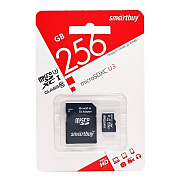 Карта флэш-памяти MicroSD 256 Гб Smart Buy +SD адаптер (class 10);UHS-I U3