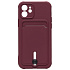 Чехол-накладка - SC304 с картхолдером для "Apple iPhone 12" (burgundy)