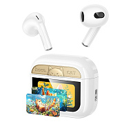 Беспроводные Bluetooth-наушники Hoco TWS EW87 (cat) с сенсорным экраном (white)