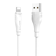 Кабель USB - Apple lightning Borofone BX18  300см 2,4A  (white)