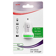 Адаптер Автомобильный Activ CAU1-1A-01 1USB/5V/1A (white/green) ..