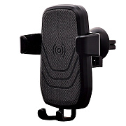 Держатель автомобильный QI Wireless гравитационный+беспроводная зарядка qiCW в дефлектор (black)  (001)