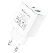 Адаптер Сетевой Borofone BA67A PD QC3.0 USB 3A/20W (white)