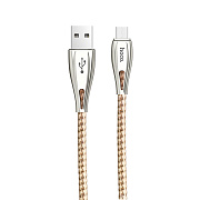 Кабель USB - micro USB Hoco U56 Metal armor 12W 120см 2,4A  (gold)