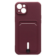 Чехол-накладка - SC304 с картхолдером для "Apple iPhone 14 Plus" (burgundy)