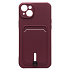 Чехол-накладка - SC304 с картхолдером для "Apple iPhone 14 Plus" (burgundy)