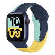 Ремешок - ApW Apple Watch 38/40/41 mm силикон на кнопке (006) (blue/yellow)