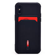 Чехол-накладка - SC304 с картхолдером для "Apple iPhone X/iPhone XS" (black) (218015)