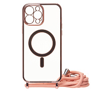 Чехол-накладка - SM016 SafeMag для "Apple iPhone 14 Pro Max" на ремешке (rose gold) (215645)
