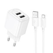 Адаптер Сетевой с кабелем Hoco CS52A USB 18W (USB/Micro) (white)