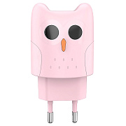 Адаптер Сетевой Hoco KC1A 2USB 2,1A/10W (pink)