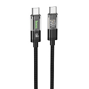 Кабель Type-C - Type-C Hoco U116 Transparent PD 60W 120см 3A  (black)