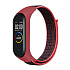 Ремешок - WB09 Xiaomi Mi Band 3/Mi Band 4 текстиль липучка (регулируемый) (black/pink)