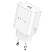 Адаптер Сетевой Borofone BA82A Platinum PD Type-C 3A/25W (white)
