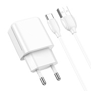 Адаптер Сетевой с кабелем Borofone BA64A USB 2,1A/5W (USB/Type-C) (white)