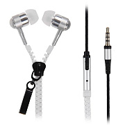 Проводные наушники с микрофоном внутриканальные - Zipper Jack 3,5  (silver)