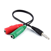 Переходник 2*Jack 3,5 (м) - Jack 3,5 (п) RockBox наушники/микрофон 10см (black)