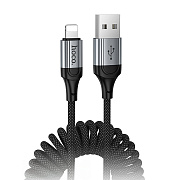 Кабель USB - Apple lightning Hoco X121 Nuevo пружина 12W  2,4A  (black)