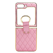 Чехол-накладка - FLIP экокожа стеганая с кольцом для "Samsung Galaxy Flip 5" (pink)