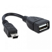 Кабель OTG - mini USB Glossar  10см 1A  (black)