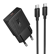 Адаптер Сетевой с кабелем Hoco N72 Mini PD Type-C 3A/20W (Type-C/Type-C) (black)