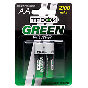 Аккумулятор AA Трофи HR6 (2-BL) Ni-MH 2100 mAh (20/240) (green) 