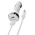 Адаптер Автомобильный с кабелем Hoco Z40 Superior 2USB/5V/2.4A +Type-C (white)