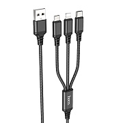 Кабель USB - Multi connector Hoco X76 3in1  100см 2A  (black)