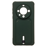 Чехол-накладка - SC304 с картхолдером для "Huawei Mate 60 Pro+" (dark green)