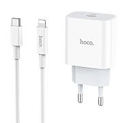 Адаптер Сетевой с кабелем Hoco C76A Plus PD QC3.0 Type-C 3A/20W (Type-C/Lightning) (white)