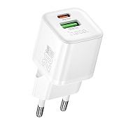 Адаптер Сетевой Hoco N65 PD+QC3.0 USB/Type-C 3A/20W (white)