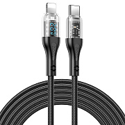 Кабель Type-C - Apple lightning Hoco U115 Transparent PD 20W 120см 3A  (black)
