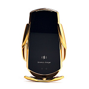 Держатель автомобильный - зажим+беспроводная зарядка Q3 (rep) в дефлектор (gold)