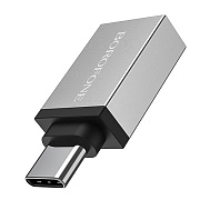 Переходник USB (м) - Type-C (п) Borofone BV3 3см (silver)