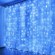 Гирлянда внутренняя занавес ШТОРА 300, 3*3 метра, коннектор, синий